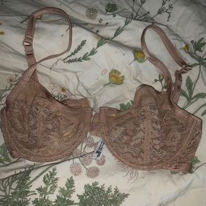 Free People Nude Tan Lace Balconette Bra 32DD 32E